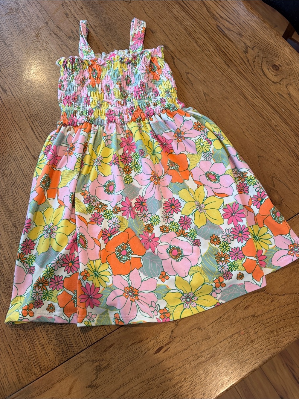 Zunie Girls 6 Floral Sundress in Pink, Yellow & Orange